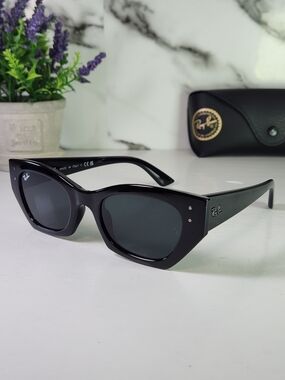 Ray-Ban Zena Women’s Black Cat-Eye Sunglasses. Made In Italy